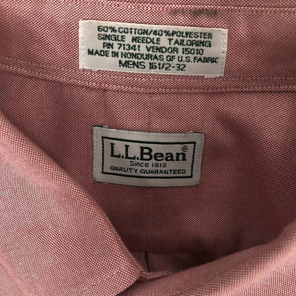 LL Bean Mens Shirt 16 1/2 - 32 Brick Button Down Collared Long Sleeve Pocket EUC - Picture 11 of 12